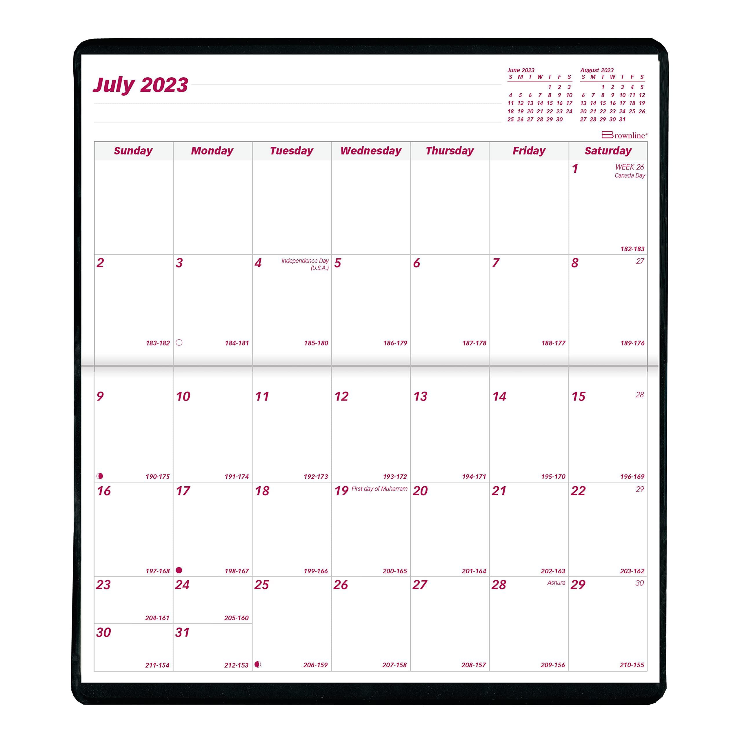 Brownline Essential Monthly Pocket Planner, 18 Months, July 2023 to December 2024, Stitched Binding, 6.5" x 3.5", Assorted Colors (CA12.AST-24)