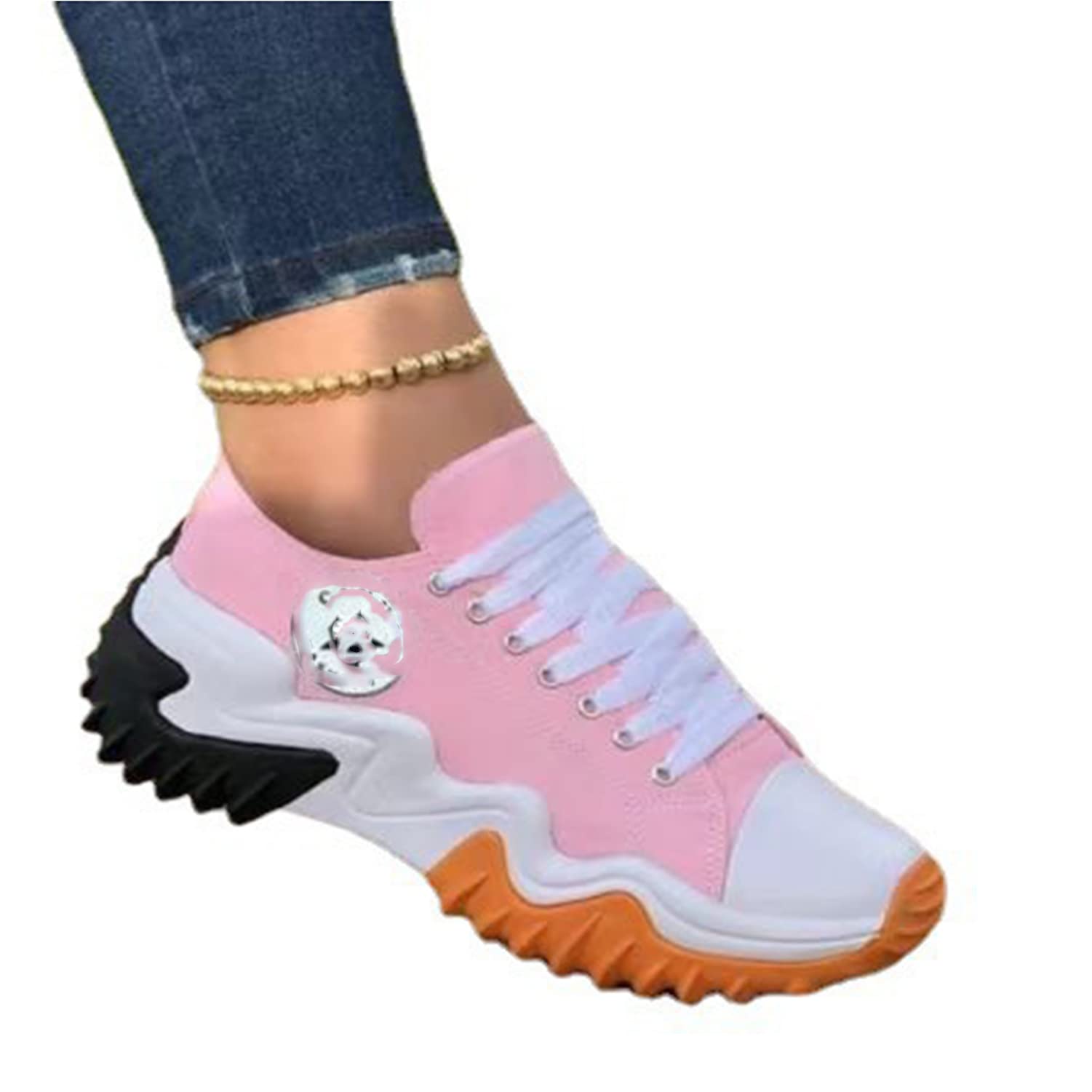 2023 New Canvas Shoes Women Sports,Fash Women Sneakers Casual Ladies Trainers Platform Shoes Fashion Walking Shoes for Walk/Outdoor,Pink,41