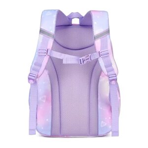 Girls backpack,Kids Backpack for Girl,Cute Elementary Bookbag Waterproof Large Capacity School Bag Backpacks for Girls (Purple)