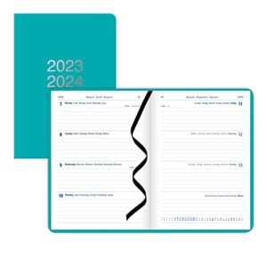 letts of london dazzle academic weekly planner, august 2023 to july 2024, week-to-view, sewn binding, multilingual, a5 size, 8.25" x 5.875", turquoise (c030613-24)