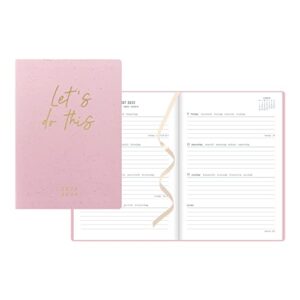 letts of london inspire academic weekly/monthly planner, august 2023 to july 2024, week-to-view, sewn binding, multilingual, a5 size, 8.25" x 5.875", pink (c031388-24)