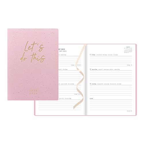 Letts of London Inspire Academic Weekly/Monthly Planner, August 2023 to July 2024, Week-to-View, Sewn Binding, Multilingual, A5 Size, 8.25" x 5.875", Pink (C031388-24)