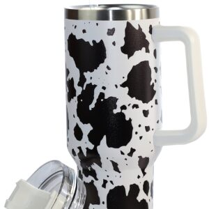 wonshia 40oz Cow print Tumbler With handle, Stainless Steel Tumbler With Lid and Straws, Double Vacuum Leak Proof Travel Coffee Mug Cup Water Bottle For Home, Office, Party……