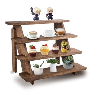 fumingpal wooden cupcake stand - 4 tier cupcake display stand, rustic tiered display stand, tool free installation cupcake stand for birthday party decoration supplies