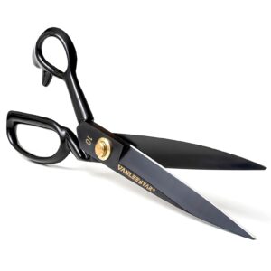 fabric scissors - 10 inch (25.4 cm) professional sewing scissor high carbon steel sharp scissors, heavy duty leather scissors for cutting fabric, clothes, leather, raw materials (right hand, black)