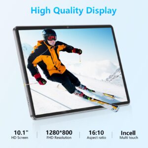 10 inch Tablet Android 13 Tablet, 64GB ROM 512GB Expand, Quad-Core Processor, 1280x800 IPS HD Touch Screen, GPS, WiFi, 2MP+5MP Dual Camera, Bluetooth, 6000mAh (Black)