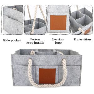 Baby Diaper Caddy - Nursery Storage Bin and Car Organizer for Diapers and Baby Wipes - Gray