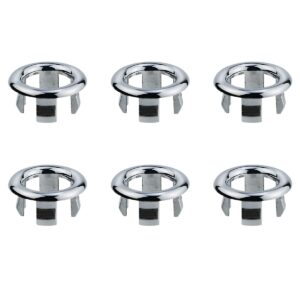6 pcs electroplating sink overflow ring round basin cover sink basin trim vanity sink overflow cap for bathroom kitchen small sink insert (silver)
