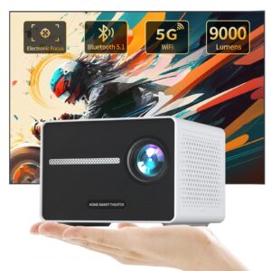 mini 5g wifi bluetooth projector, zemeollo pocket portable home theater projector, support 1080p hd, 9000 lumens outdoor video movie projector, hdmi, usb, tv stick, smartphone, laptop, gaming