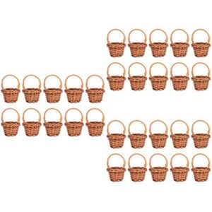 doitool rattan mini baskets with handles, 30pcs round coffee baskets for party favors crafts decor, 6 x 4 x 3cm