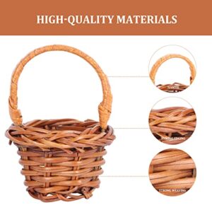 DOITOOL Rattan Mini Baskets with Handles, 30PCS Round Coffee Baskets for Party Favors Crafts Decor, 6 x 4 x 3cm