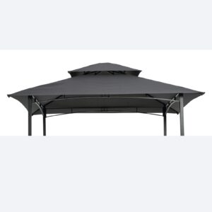 kcelarec grill gazebo replacement canopy roof, outdoor bbq gazebo canopy top cover, double tired grill shelter cover with durable polyester fabric (8x5ft-grey)