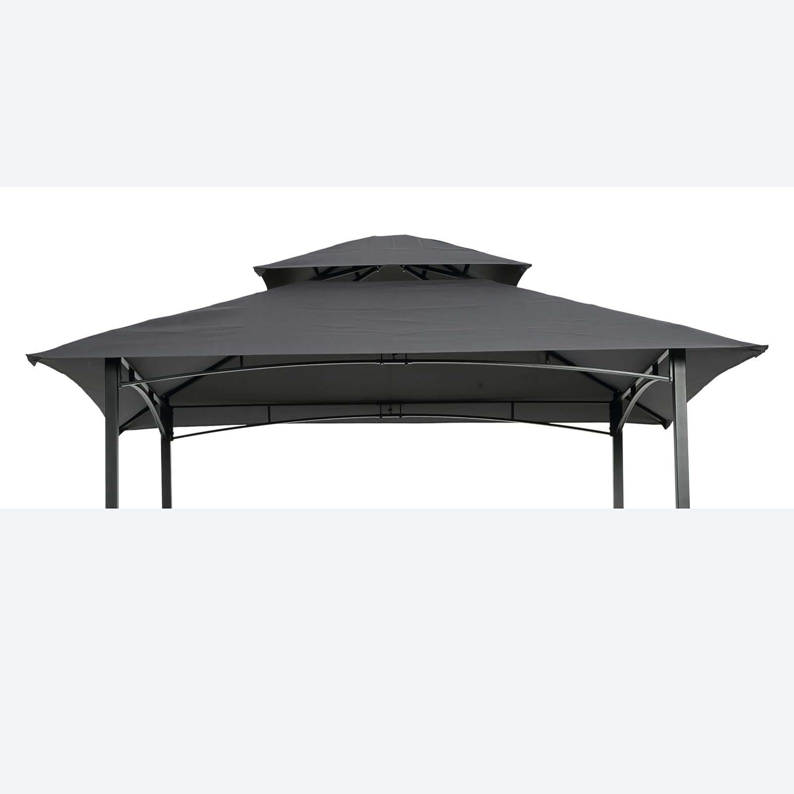 Kcelarec Grill Gazebo Replacement Canopy Roof, Outdoor BBQ Gazebo Canopy Top Cover, Double Tired Grill Shelter Cover with Durable Polyester Fabric (8X5Ft-Grey)