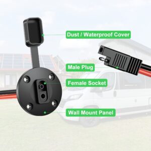 Bateria Power SAE Connector SAE Extension Cable, SAE Power Socket Sidewall Port SAE Cable Quick Connect for Solar Generator Battery Charger