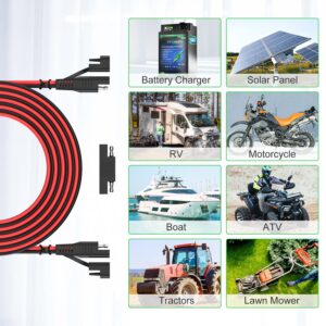 Bateria Power 100FT Red+Black10AWG Solar Extension Cable + SAE Extension Cable 10 Feet SAE to SAE Quick Disconnect Connector for Outdoor Automotive RV Boat Marine Solar Panel