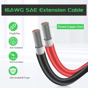 Bateria Power 100FT Red+Black10AWG Solar Extension Cable + SAE Extension Cable 10 Feet SAE to SAE Quick Disconnect Connector for Outdoor Automotive RV Boat Marine Solar Panel