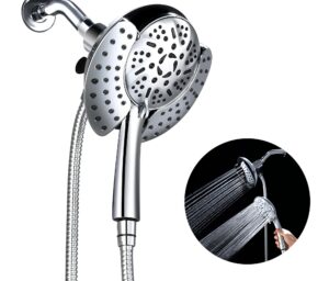grich dual shower head with handheld: 2 in 1 high pressure handheld shower head & rainfall shower head, 9 spray modes/settings detachable shower head with hose, cupc and cec certification approved