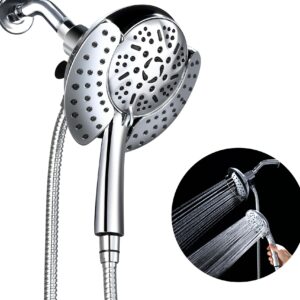 GRICH Dual Shower Head with Handheld: 2 IN 1 High Pressure Handheld Shower Head & Rainfall Shower Head, 9 Spray Modes/Settings Detachable Shower Head with Hose, cUPC and CEC Certification Approved