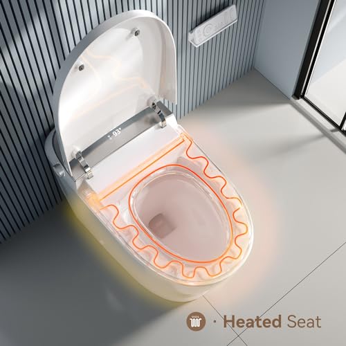 Uncle Brown Luxury Smart Toilet with Bidet Built In, Bidet Toilet with Heated Seat, Elongated Japanese Toilet with Automatic Flush, Dryer, Night Light, Digital Display