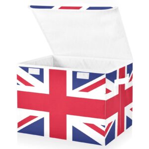 alaza british flag patriotic storage baskets collapsible storage bins with lids,foldable storage boxes clothes baskets for organizing bedroom,toys,16.5x12.6x11.8 inch