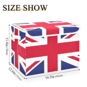 ALAZA British Flag Patriotic Storage Baskets Collapsible Storage Bins with Lids,Foldable Storage Boxes Clothes Baskets for Organizing Bedroom,Toys,16.5x12.6x11.8 Inch