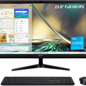 Acer 2022 Aspire 24-inch FHD All-in-One Desktop 6-Core 12th Intel Core i3-1215U 16GB DDR4 512GB SSD WiFi 6 Bluetooth RJ45 HDMI USB-C Windows 11 Pro Wireless Keyboard and Mouse w/RATZK 32GB USB