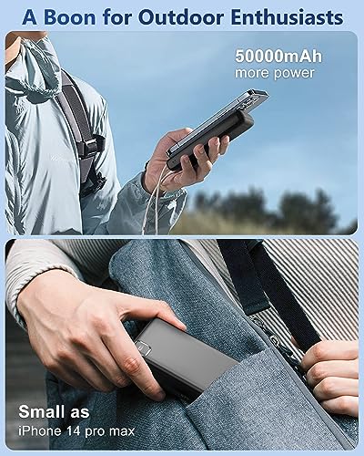 Portable-Charger-Power-Bank - 50000mAh Powerbank PD 30W and QC 4.0 Fast Charging External Battery Pack with USB-C LED 4 Outputs & 2 Inputs Portable Charging for iPhone 15 14 13 pro, Samsung