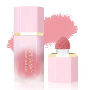 gl-turelifes cream liquid blush makeup, air cushion blush for cheeks, high pigment, weightless, velvet mousse, natural-looking long lasting, dewy finish, easy to blend blusher (#1 love cake)