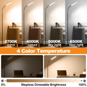 [2024 New] Floor Lamp, 18W 1800LM Super Bright LED Light Lamp with Remote & Works with Smart Plug, Dimmable Timing Eye Caring Reading Light Modern Standing Floor Lamp for Living Room Bedroom Office