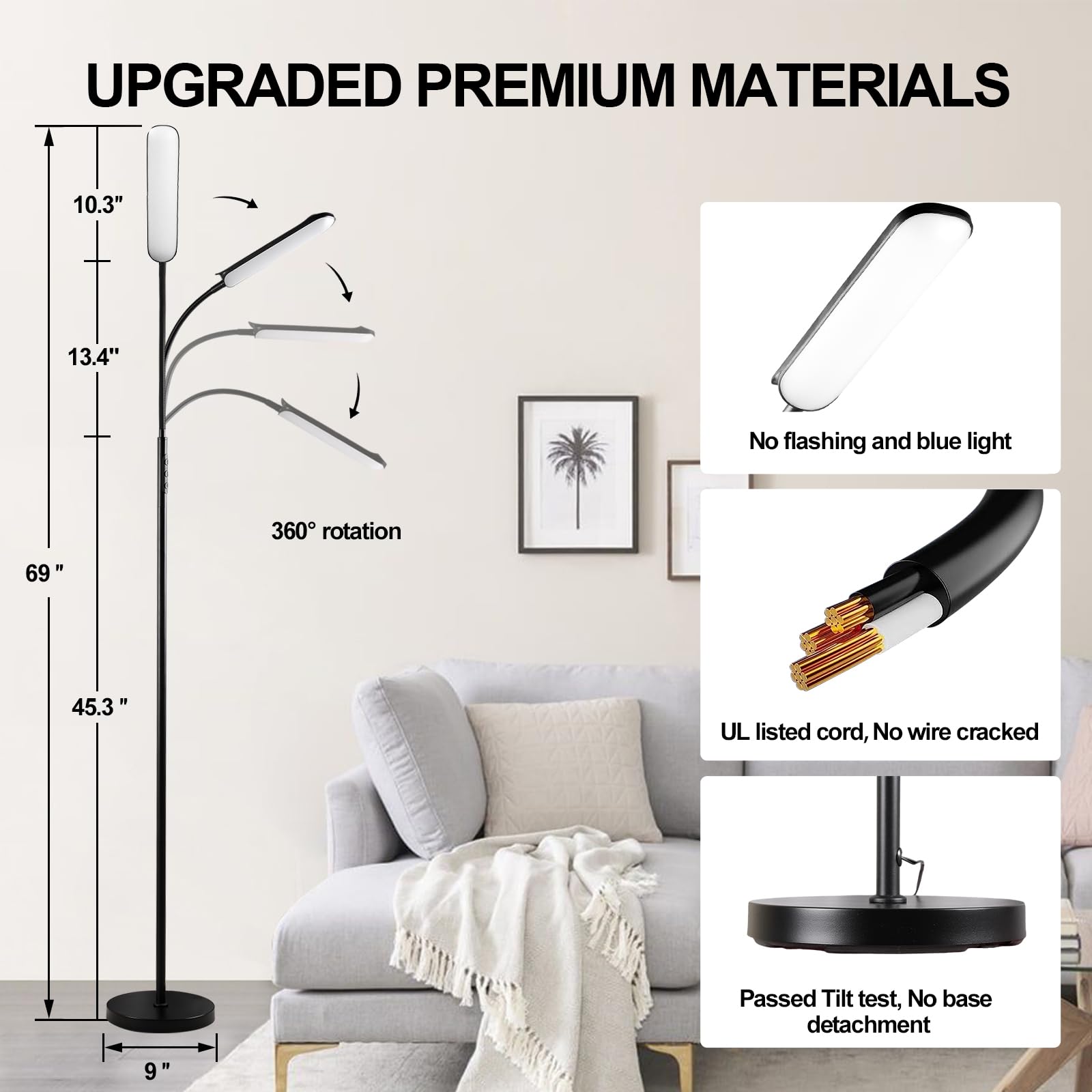 [2024 New] Floor Lamp, 18W 1800LM Super Bright LED Light Lamp with Remote & Works with Smart Plug, Dimmable Timing Eye Caring Reading Light Modern Standing Floor Lamp for Living Room Bedroom Office