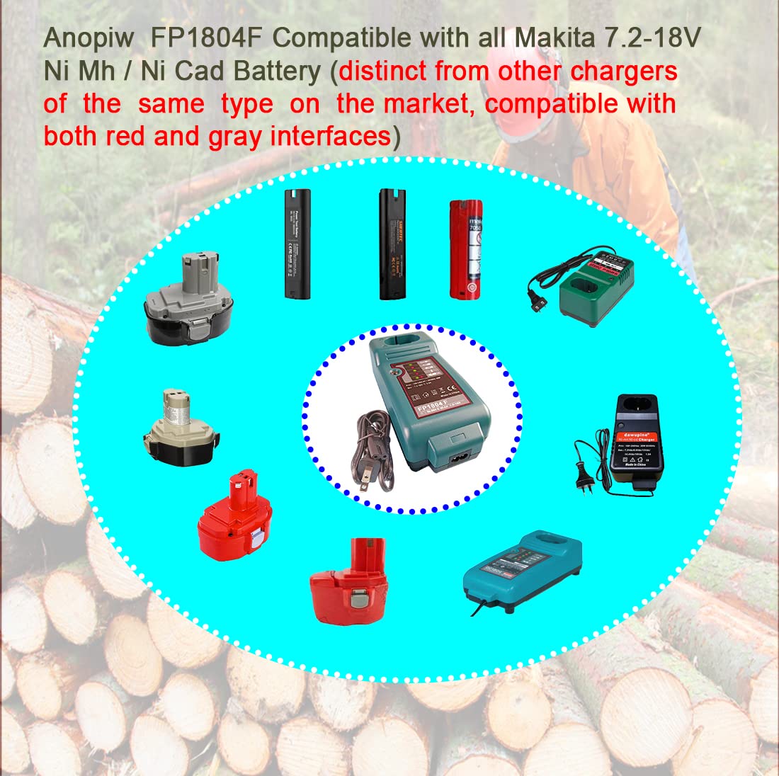 ANOPIW FP1804F Replace makita Battery Charger to Charge 7.2V-18V NI-MH & NI-CD Battery DC7100 / DC1410 / DC711 / DC9700 / DC9710...