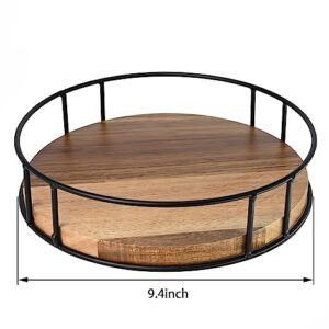 EPOEYK Wooden Turntable Organizer 9.4" Lazy Susan for Table Countertop Cabinet Pantry Kitchen Tidy and Organized Acacia Wood