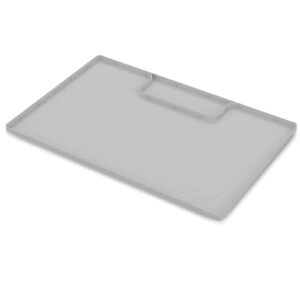 xds the original under sink mat for kitchen waterproof, 34''x22'' silicone under sink liner, cut to fit under sink tray for kitchen cabinets, preventing drips, leaks, spills (light gray)