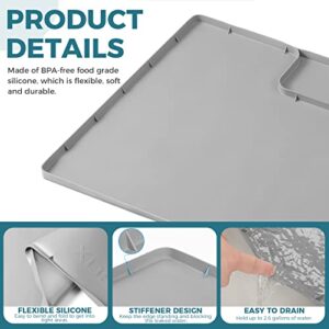 XDS The Original Under Sink Mat for Kitchen Waterproof, 34''x22'' Silicone Under Sink Liner, Cut to Fit Under Sink Tray for Kitchen Cabinets, Preventing Drips, Leaks, Spills (Light Gray)