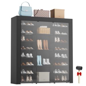 lvnius large tall shoe rack with covers shoes closet 9-tier 40-46 pairs, sneaker organizer cabinet closed shoe shelves shoe stand holder for garage bedroom,zapateras, 50 pares