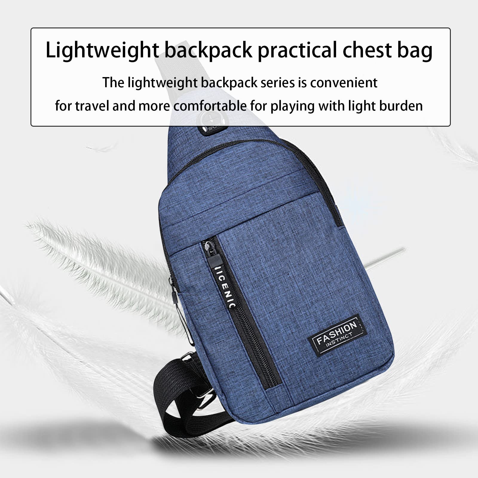 Crossbody Sling Bag, Waterproof Sling Backpack Bag with USB Charging Port, Small Sling Crossbody Chest Shoulder Bag #B