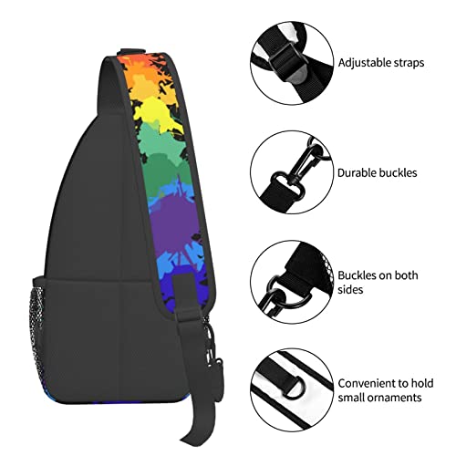 Pride Crossbody Bag LGBTQ Sling Bag Crossbody Backpack Rainbow Shoulder Bags Travel Hiking Daypack for Men Women