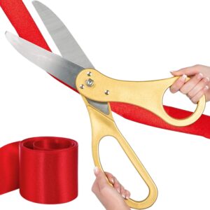 gold ribbon cutting ceremony kit – 20 inch gold giant scissors giants ribbon cutting scissors with red ribbon grand opening ribbon and scissors for special events inaugurations and ceremonies