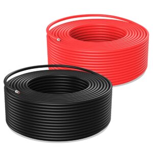 bateria power solar panel cable 100ft red and black, 2pack solar extension cable, 10awg (6mm²) tinned copper wire for outdoor automotive rv boat marine solar panel- black