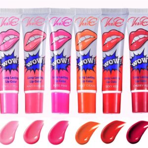 VeniCare Lip Stain Lip Gloss 6 Colors Tattoo Magic Color Peel Off Mask Tint Long Lasting Waterproof