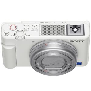 Sony ZV-1 Digital Camera (White) + 2X 64GB Memory + LED Video Light + Case + Filters + Tripod & More (25pc Bundle) (Renewed)