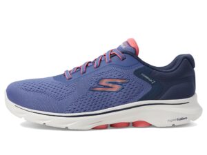 skechers women's go 7-cosmic waves athletic walking sneaker, navy/coral, 13