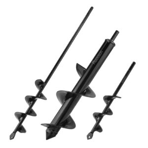 3pcs garden drill auger planter, 1.6x9 +2x16.5 +3.2x11.8 in>ruooson spiral drill auger for planting flower bulb auger, rapid planter digger for 3/8" hex drive drill. (1.6x9 in+2x16.5 in+3.2x11.8 in)