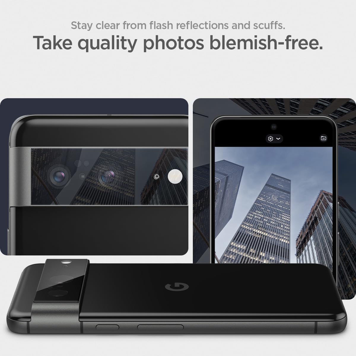 Spigen Camera Lens Screen Protector [GlasTR EZ Fit Optik] Designed for Pixel 8 [Case Friendly] - Black [2 Pack]