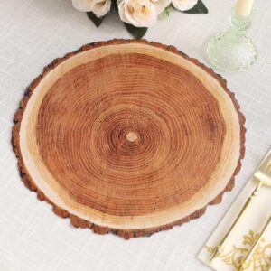 efavormart 6 pack | 13" rustic natural wood slice design disposable serving trays, round farmhouse paper charger plates
