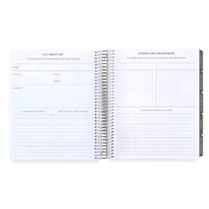 Erin Condren 7" x 9" Platinum Coiled Focused Teacher Lesson Planner (July 2023 - June 2024) - Quartz Grid Vegan Leather Cover - 80 Lb. Thick Mohawk Paper, 12 Month Calendar