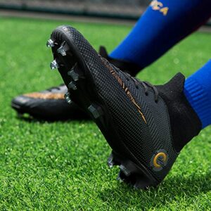 Men’s Soccer Shoes Women Soccer Cleats High-Top Unisex Football Spikes Sneaker Outdoor Training Athletic Turf Cleats Black