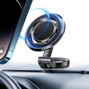 jtrsl for foldable magsafe car mount - 360° base rotating car dashboard magnetic cell phone holder, powerful magnet car phone holder, compatible with all smartphones-magsafe car accessories