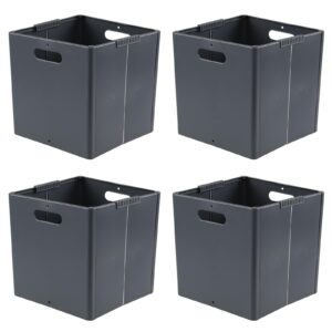 afromy foldable storage cubes, plastic collapsible cube baskets, 4 packs