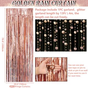 21st Birthday Decorations for Her - Rose Gold 21 Birthday Decorations, Rose Gold Banners, Balloons, Tablecloth, Fringe Curtain, Sash and Tiara for Women Girls Princess 21st Birthday Party Supplies